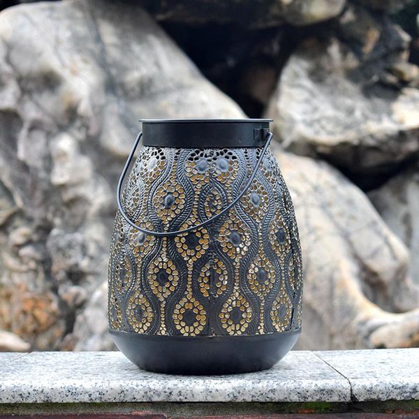 

waterproof iron art solar lamp led powered lantern outdoor garden light dancing flicker flame landscape yard decorations