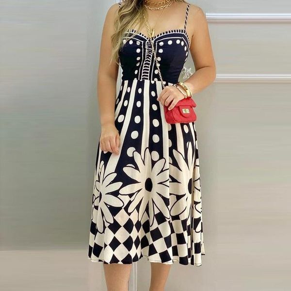 

casual dresses women's 2021 printed waist dress, Black;gray