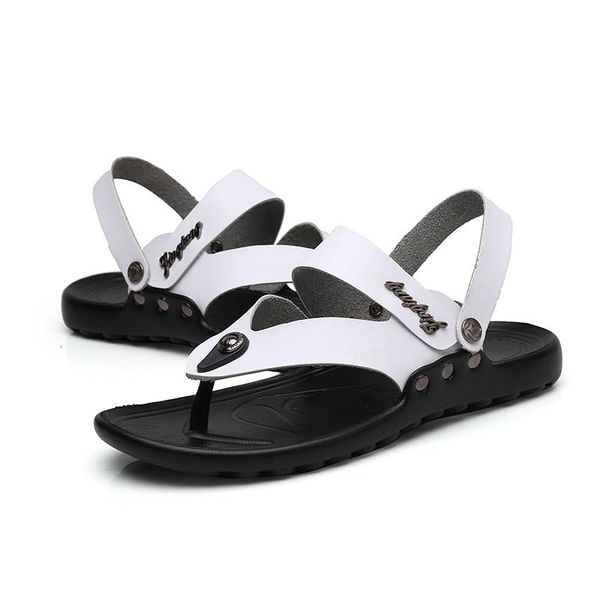

sandals shoes da transpirables 2021 ete vietnam verano rasteira sandles sandalen sandalet v roman sandal uomo leather slide genuine men, Black