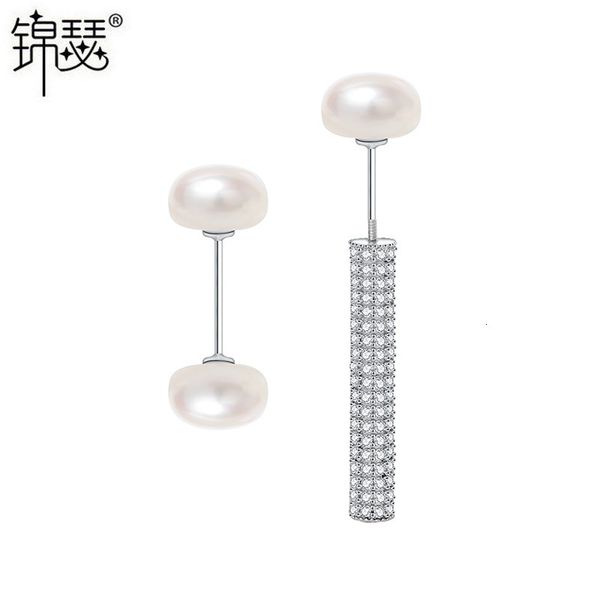 

jewelry charm stud qianjin earrings danshui pearl 8-9mm personalized zircon, Golden