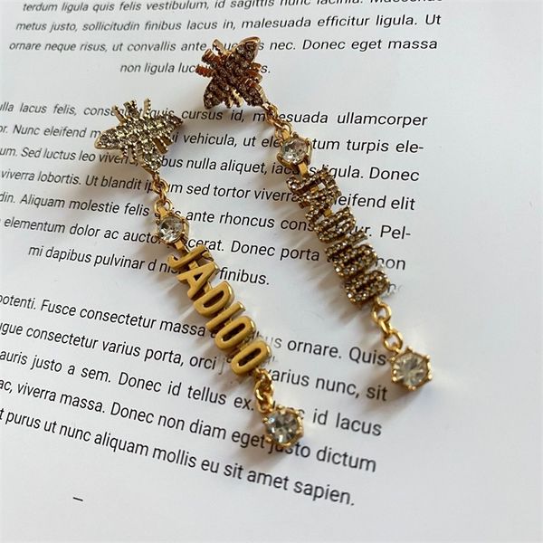 

68% off designer jewelry new bee tassel long hanging letter studded earrings fashion personalized minority design earrings, Golden