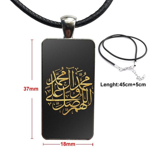 

pendant necklaces for women children arab muslim islamic pattern logo necklace fashion long chain with rectangle jewelry, Silver