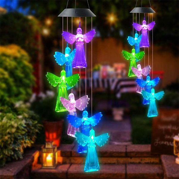 

lights home decor led solar color changing led outdoor angel wind chime