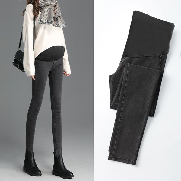 

maternity bottoms elastic waist stretch jeans for pregnant women pants skinny pregnancy clothing abdominal, White