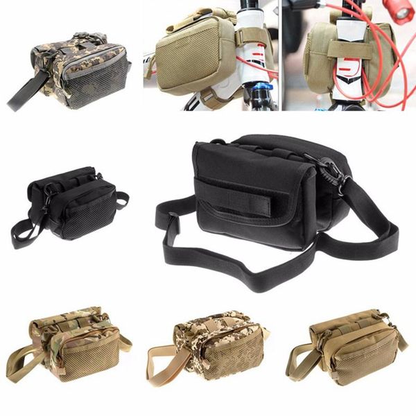 

military tactical waterproof bicycle bag molle bike front tube utility shoulder mountain road mtb frame 2 sides outdoor bags