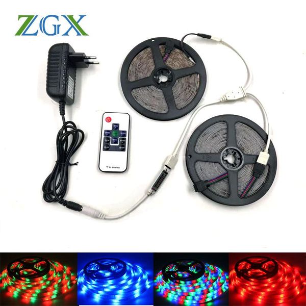

controller 2835 rgb led strip lamp neon light ip waterproof tape diode ribbon 12v adapter set year garland christma strips