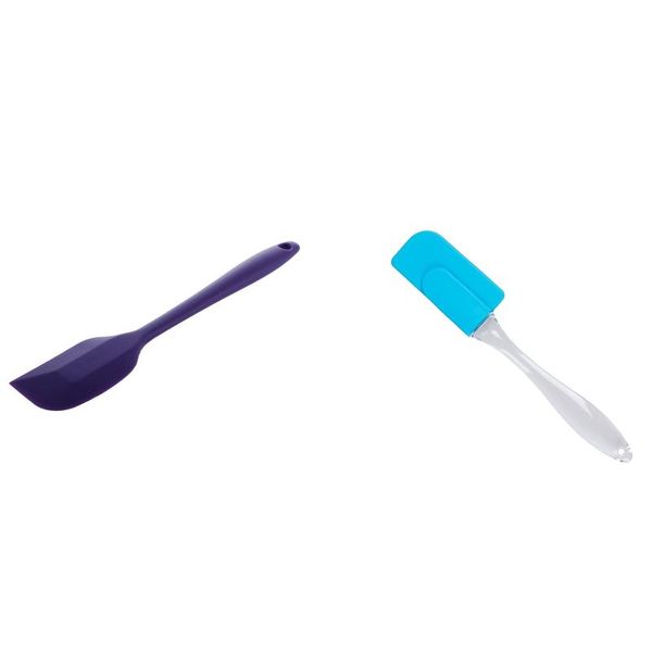

baking & pastry tools -2 pcs silicone spatula spoon kitchen utensil cake mixer cooking scraper, purple sky blue