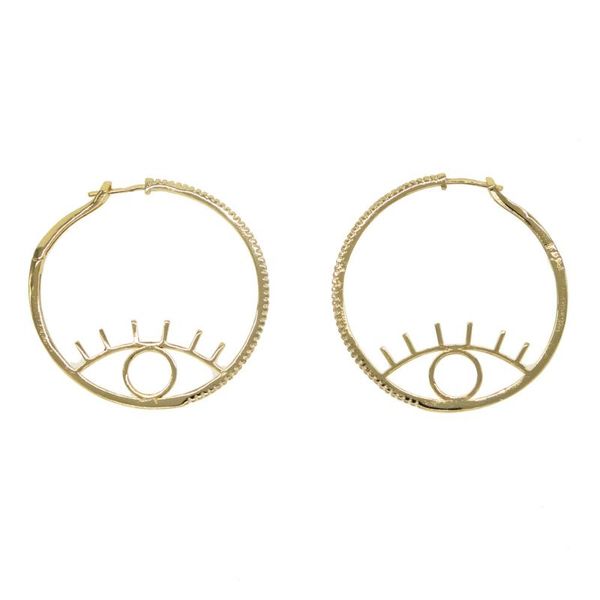 

stud geometric circle evil eye earring for girl gold color micro pave cz band elegance lucky turkish round big earrings, Golden;silver