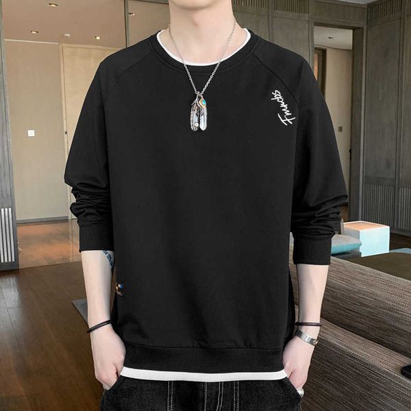

hooded youth sweater men's fashion loose korean leisure long sleeve student 2021 brand pullover et, Black