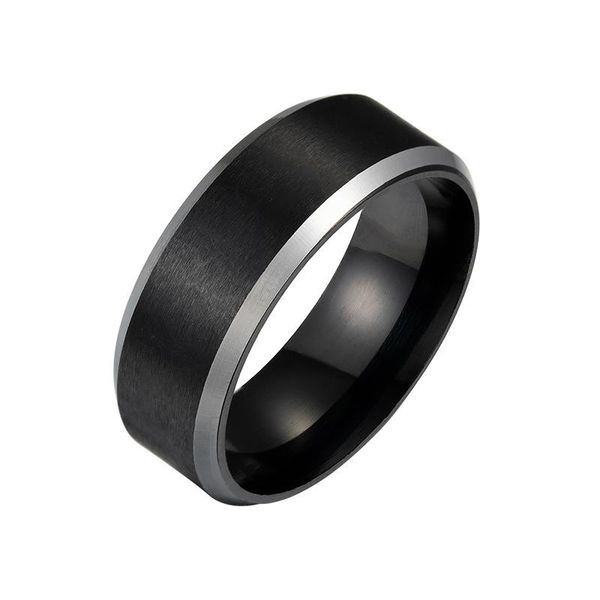 

cluster rings 8mm wide matte room gold black simple shape men's stainless steel ring, Golden;silver