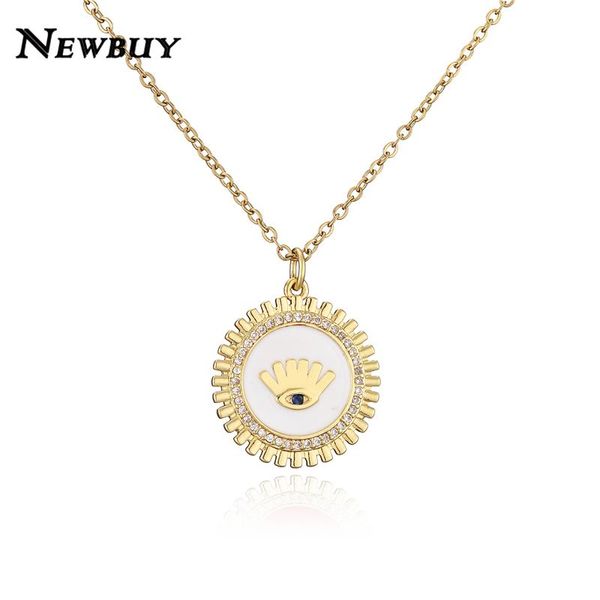 

pendant necklaces 2021 fashion cute round charm necklace unique design oil dripping eye lucky party jewelry for women wholesale, Silver