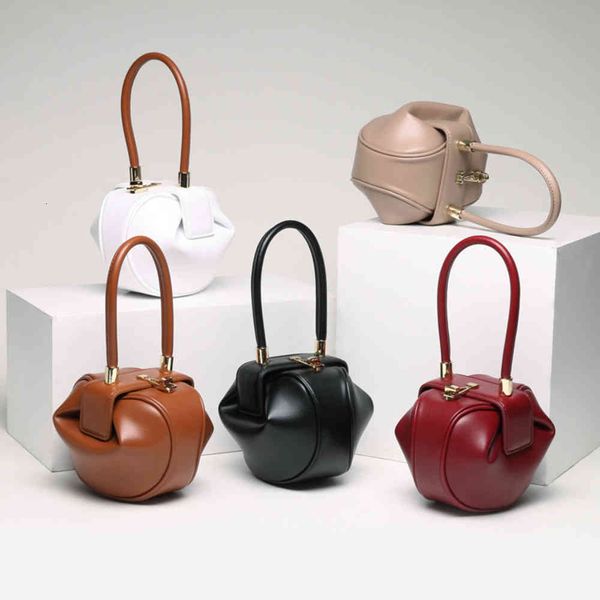 

high grade leather bag female minority design handbag fashion wonton dumpling wonton women's bag satchel