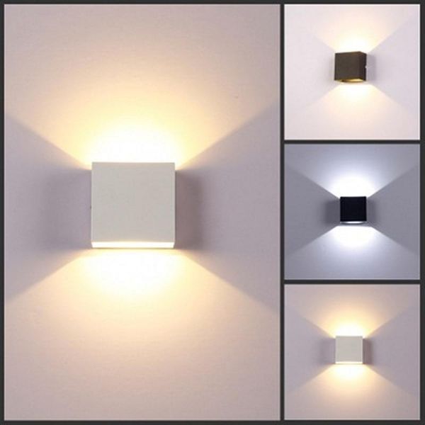 

wall lamp 6w lampada led aluminium light rail project square bedside room bedroom lamps arts sconces