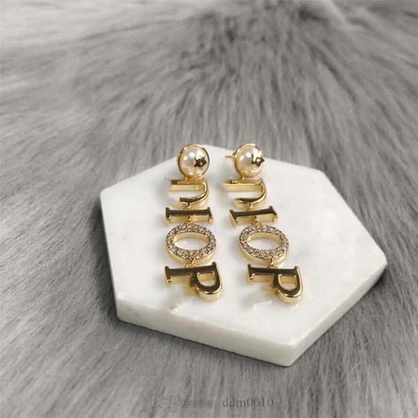 

women designer tribales ear jewelry dangle classic stainless steelantique gold-finish metal and white resin pearls with box 46, Silver