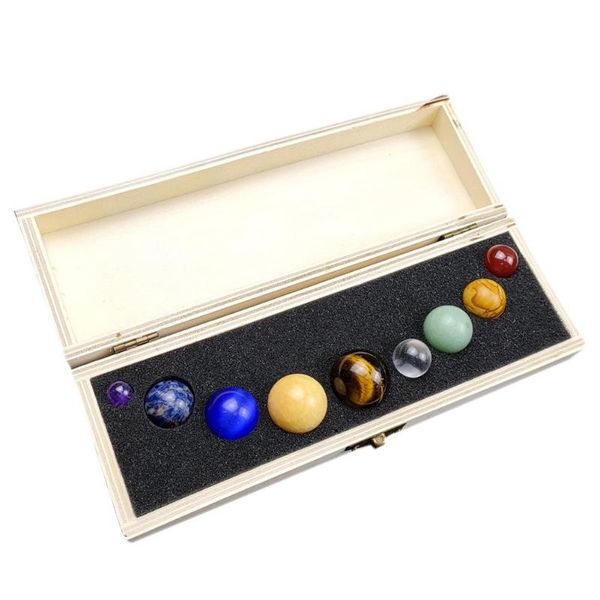 

decorative objects & figurines 9 solar system desk planets handmade gemstone healing crystal ball set with wooden stand for home office deco