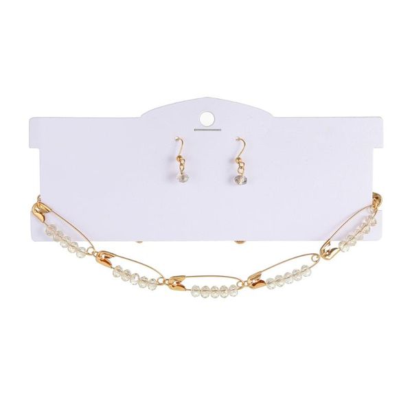 

chokers gold color metal pin pendant choker necklace for women transparent stone beaded charms clavicle chain collar jewelry, Golden;silver