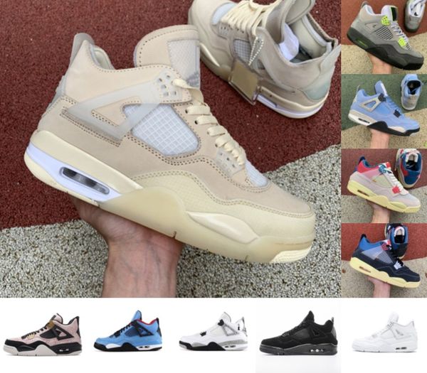 

with box sail 4 4s mens basketball shoes black cat white cement what the splatter cactus jack gray men women sports sneakers