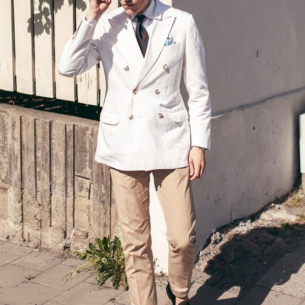 

men's suits & blazers 2021 style tailor made fashion handsome men leisure slim fit tuxedos white clothing wedding dinner party male, White;black