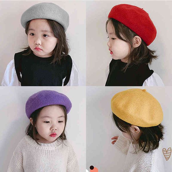 

classic fashion winter warm hat baby girl knitted beanies thick caps little boy's cotton berets kids children solid casual hat, Yellow