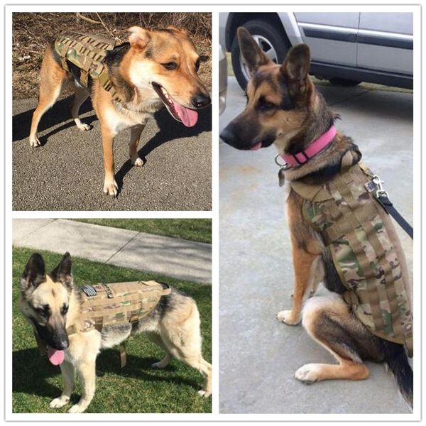 

medium large tactical dog harness training breathable mesh pulling handle military camouflage padded pet collars & leashes