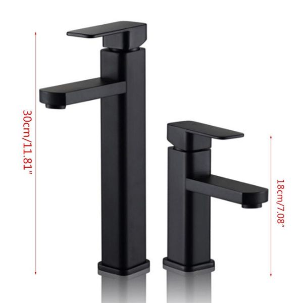 

bathroom sink faucets kitchen black paint square basin faucet single handle washbasin stainless steel and cold water mixer tap deck t3ea