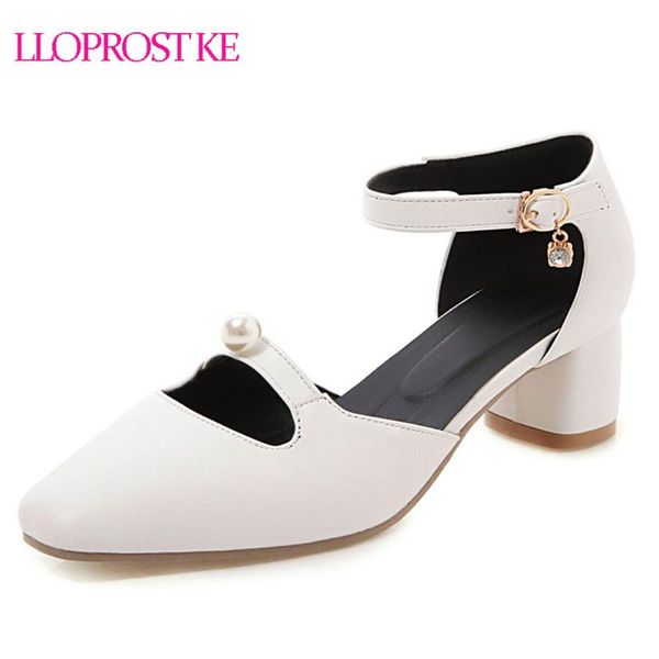 

lloprost ke summer women medium heels party wedding bride shoes white yellow black chunky block heel sandals bead mary janes