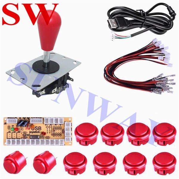 

game controllers & joysticks diy arcade handle kit set with joystick + 24mm 30mm push button spare parts usb cable wires for machine