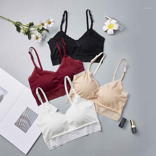 

women cropped padded bra straps tube beauty back lace floral bras bustiers & corsets, Black;white
