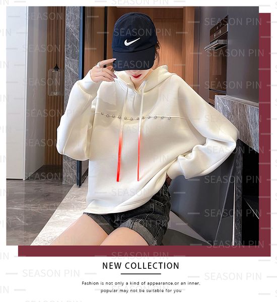 

women's hoodies 2021 new loose thick lazy style winter casual fashion, Black