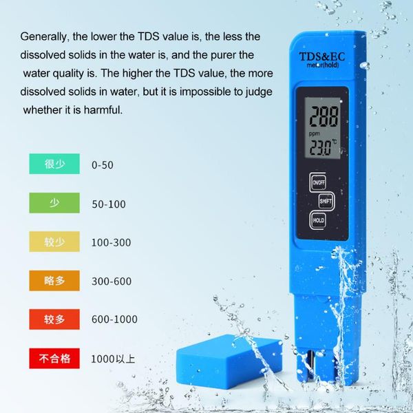 

meters portable type 3 in 1 lcd digital display water quality tds/ec/temperature meter filter 0-9990 purity monitor tester tools