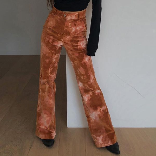 

women's pants & capris high waist tie-dye street casual wide-leg straight trousers with pockets autumn winter 2021 vintage, Black;white