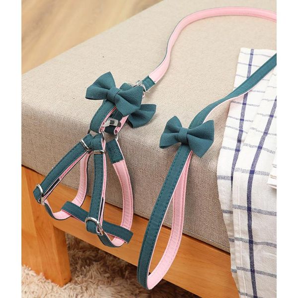 

cat collars & leads 120cm pet walking leash adjustable bow harness and set lead escape running for small dog outdoor accessories