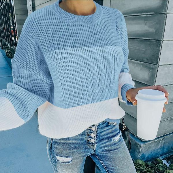 

women's sweaters knitted stitching womens y2k clothes loose contrast sweater women pull vintage patchwork sweat capuche femme, White;black