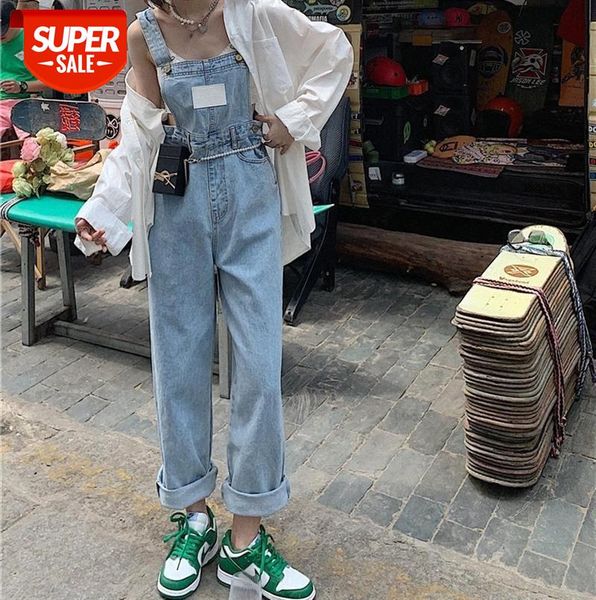 

korean women's age-reducing loose denim overalls #ms8g, Black;gray