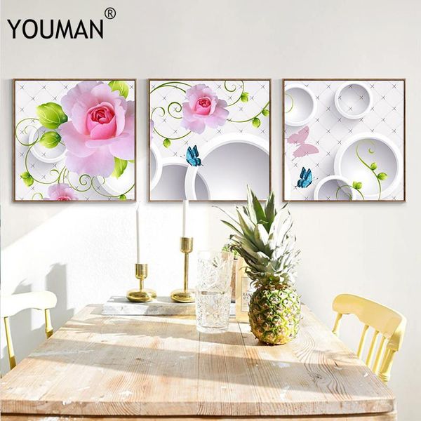 

modern 3d po frameless poster painting wallpaper nordic flower posters studio background canvas art wallpapers