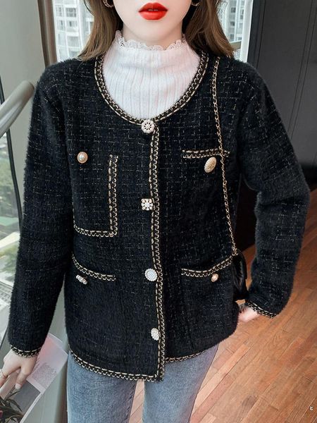 

women's jackets coat cardigan very fairy sweater lazy wind 2021 autumn korean loose top, Black;brown