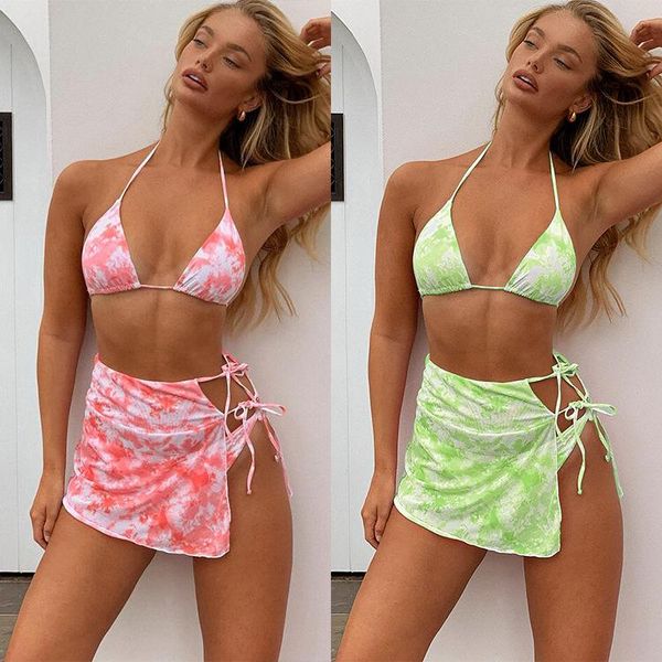 

women's tracksuits bkld three piece set crop shorts+skirts women matching sets summer beach party club outfits tie dye printed, Gray