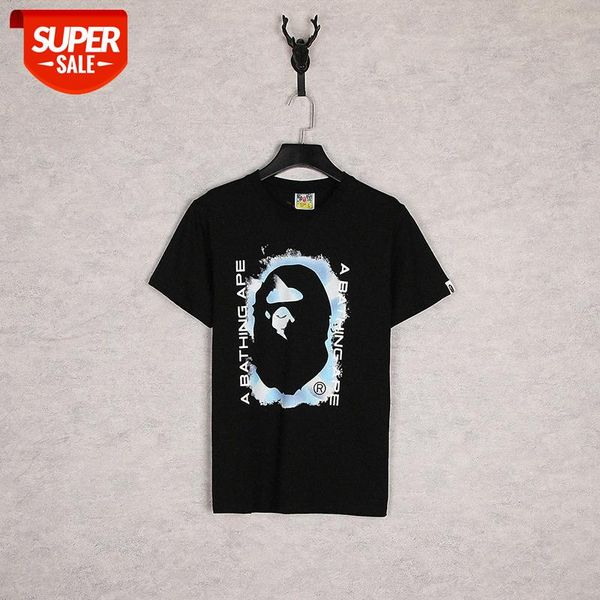 

japanese brand shark ape head t-shirt short sleeve print tee #vx3w, White;black