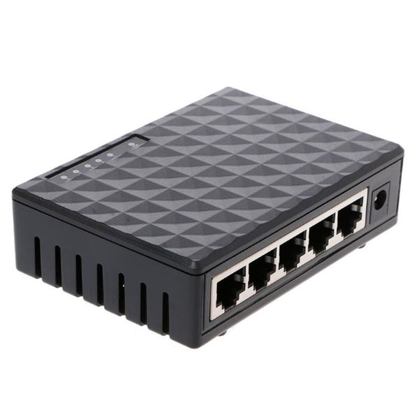 

hubs rj45 mini 5-ports fast ethernet network black switch hub for deskpc eu/uk/au plug cable converter
