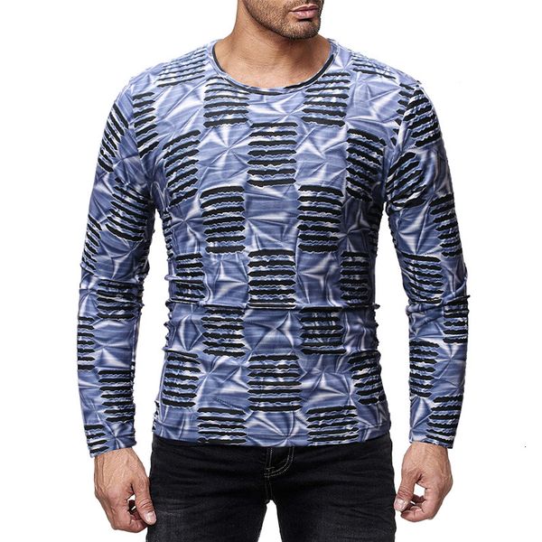 

long-sleeve male t-shirt around neck pullover with fingerprint 3d hip club style, White;black