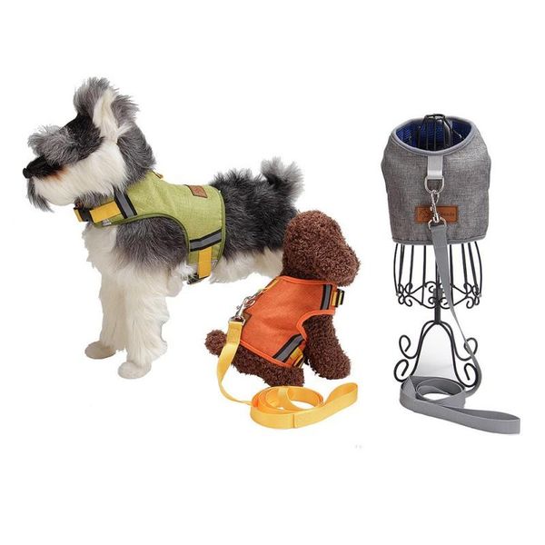

pet cat dog linen-proof vest chest strap with traction rope adjustable durable fashion safety harness collars & leashes