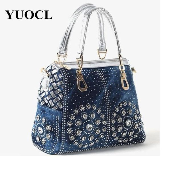 

shoulder bags 2021 crossbody for women leather handbags luxury designer denim crystal diamond tote bag sac a main