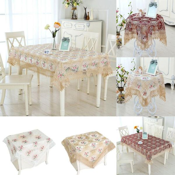 

embroidered floral fabric cutwork round tablecloth white lace table cloth cover skirt