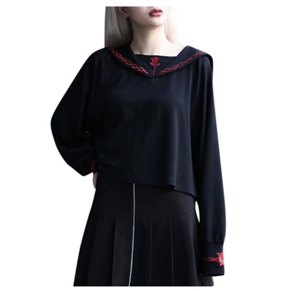 

women's hoodies & sweatshirts women gothic punk black retro long sleeve sweatshirt hoodie causal flannel pullover vintage moletom femin