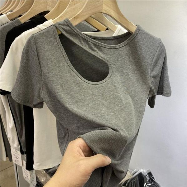 

women's t-shirt 2021 summer fashion foreign style slim trend casual versatile short sleeve top, White