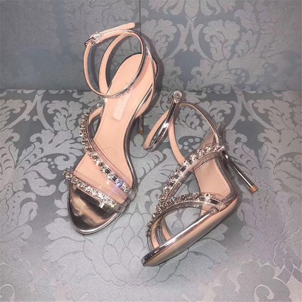 

silver gladiator women sandals crystals designer summer shoes woman pumps open toe sandalias mujer high heels chaussures femme, Black
