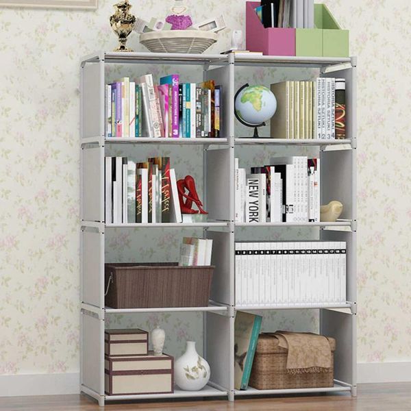 

tiers 8 bookshelf bookcase multifunction storage rack office home furniture organizer cabinet diy assemble hooks & rails