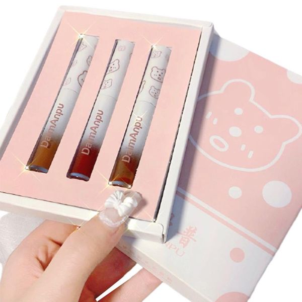 

lip gloss 3pcs/set mirror lipstick matte makeup texture waterproof sweat resistant long lasting glaze red cosmetic