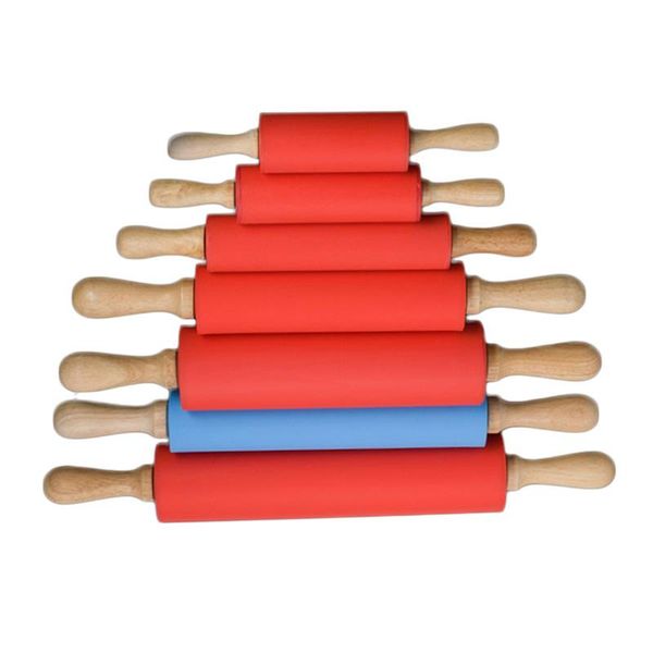 

rolling pins & pastry boards silicone pin wooden handle non-stick dough flour roller kitchen baking cooking tools