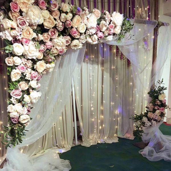 

1.6m*1.6m diy wedding decor props artificial flower row silk rose peony daisy plant mix el mall wall decoration 1 set decorative flowers & w